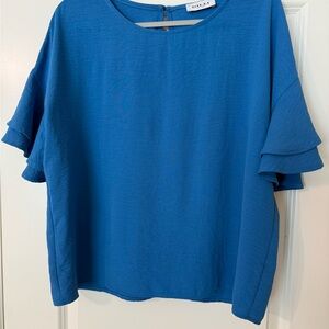 Gilli Blue Ruffle Sleeve Blouse